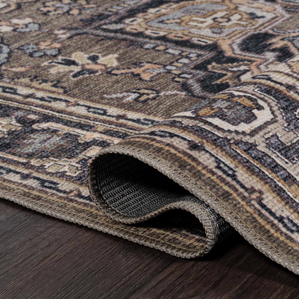 Cirali Green Navy Cream Washable Medallion Area Rug 4' x 6'