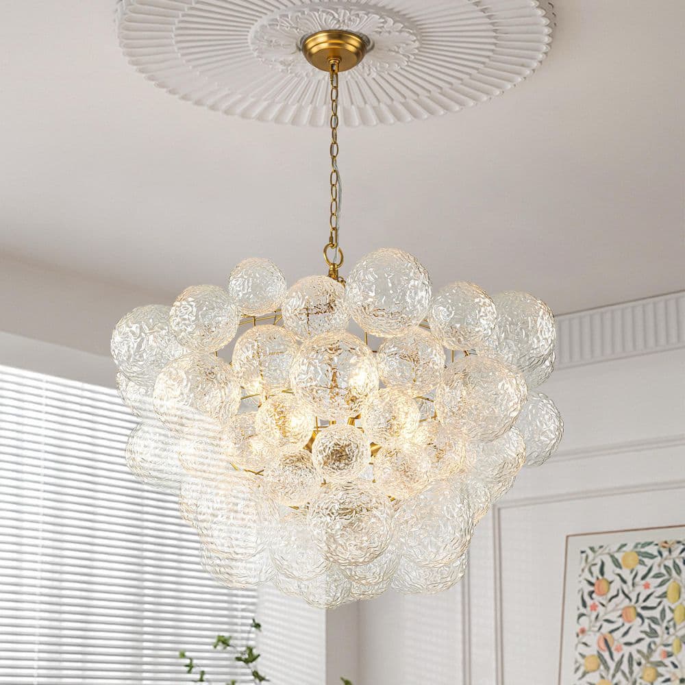 8 Light Brushed Gold Nordic Modern Bubble Ball Grape Cluster Chandelier for Living Room With Hammer Glass price history on PriceWatchPro