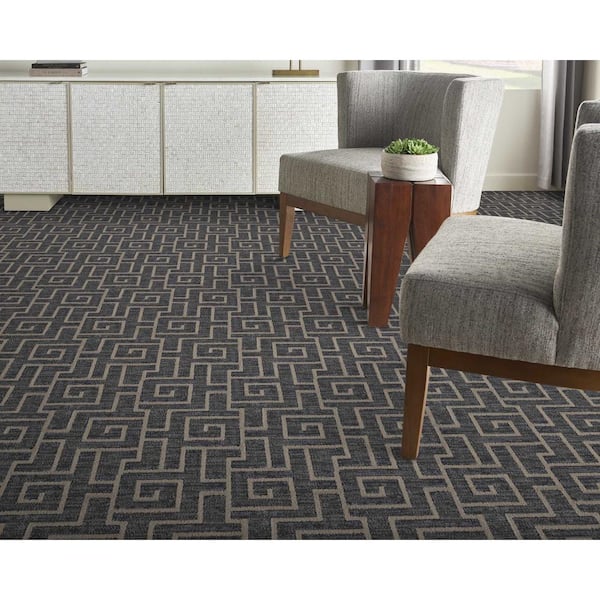 Labyrinth Twilight Blue 13.2 ft. 45 oz. Polyester Pattern Carpet - Installation Required