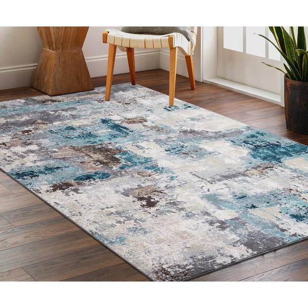 Machine Washable Rug 5' X 7', Ultra-Thin Abstract Modern Area Rug Stain  Resistan