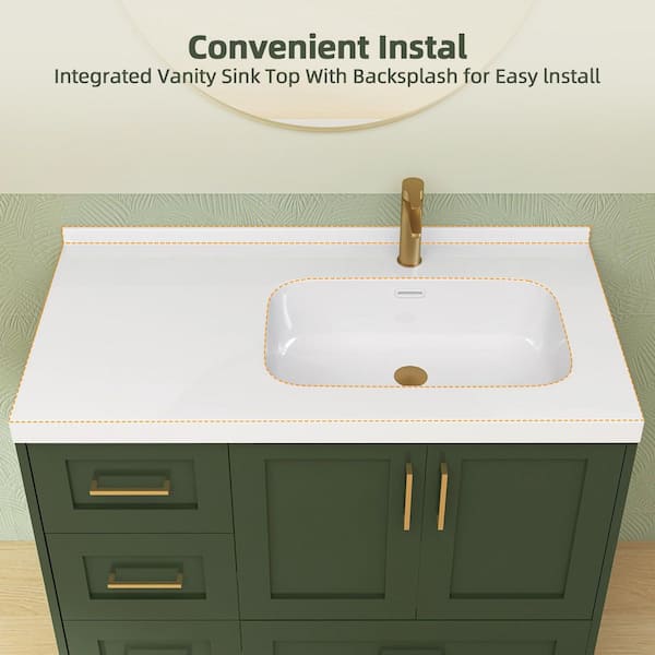 Getpro 42 in. W x 22 in. D Solid Surface White Rectangular Right