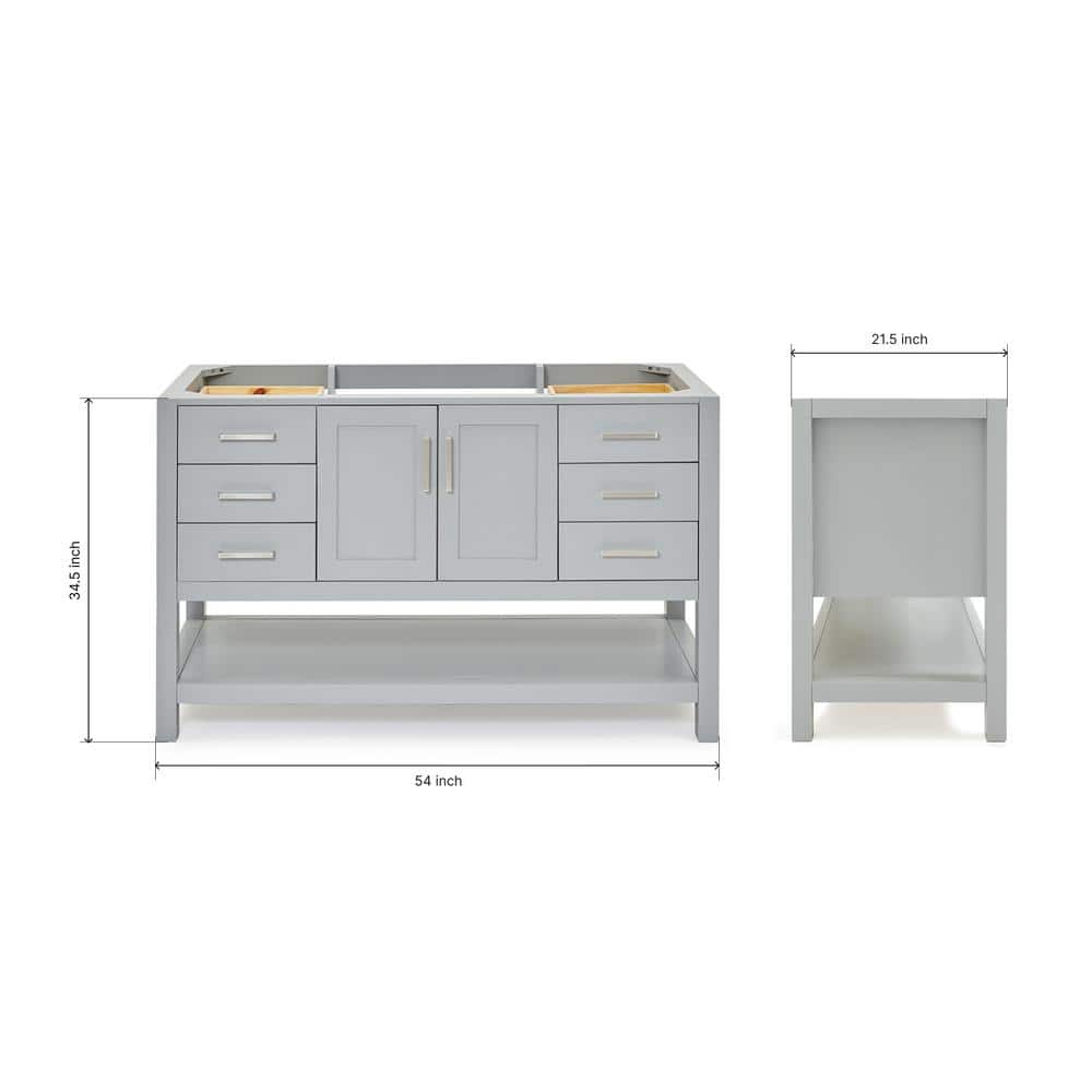 Gray Solid Wood Single Freestanding Bathroom Vanity Base