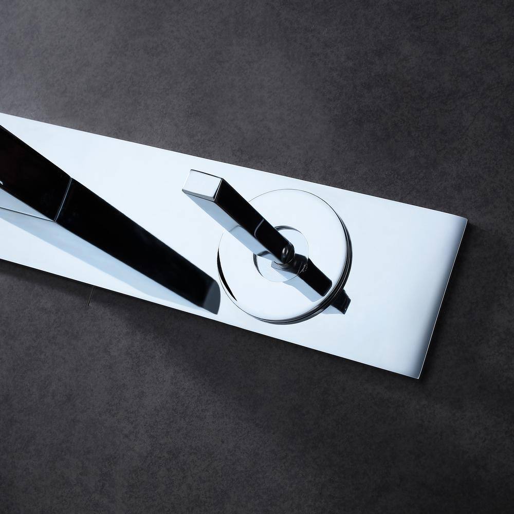 Chrome Wall Mount LED Waterfall Bathroom Sink Faucet