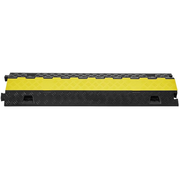 5-Pieces Cable Protector Ramp, 2 Channel, 36.14 in. x 9.84 in. x 1.69 in., 3. 01ft., Yellow, Rubber, Conduit