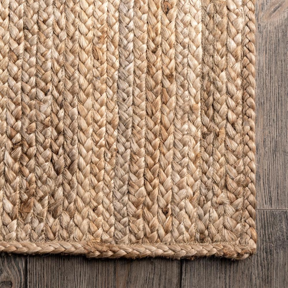 Handmade Beige Braided Jute Rug 10' x 14' - Reversible and Easy Care