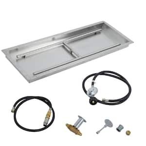 48 in. x 14 in. Outdoor Rectangular Stainless Steel Drop in Fire Pit Pan for Natural Gas and Liquid Propane