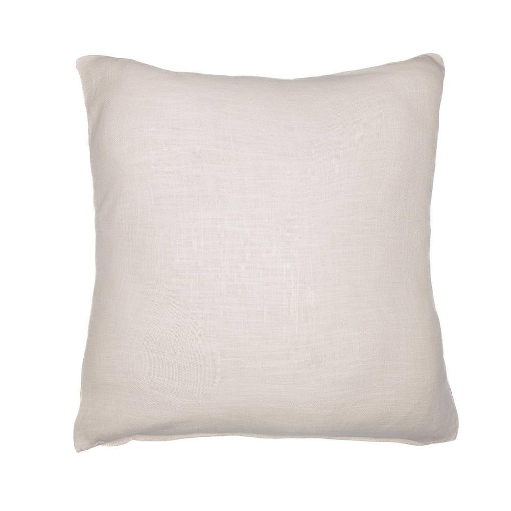 Ivory and Orange Embroidered Cotton Blend Square Throw Pillow