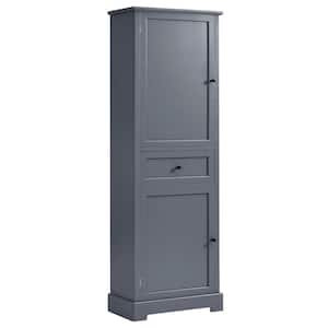 22.24 in. W x 11.81 in. D x 65.15 in. H Gray Linen Cabinet with 2-Doors and Drawer, Adjustable Shelf