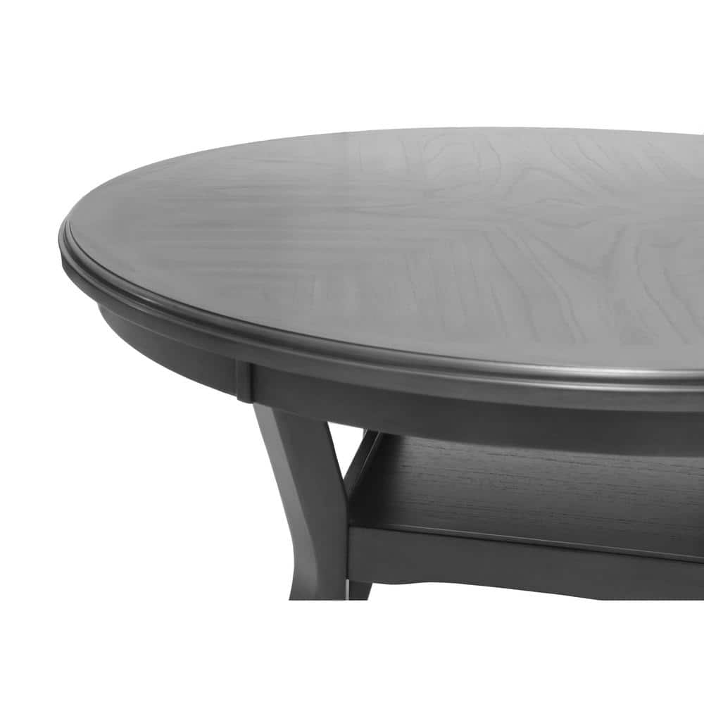Gray Round Wood Dining Table Set with 4 Chairs