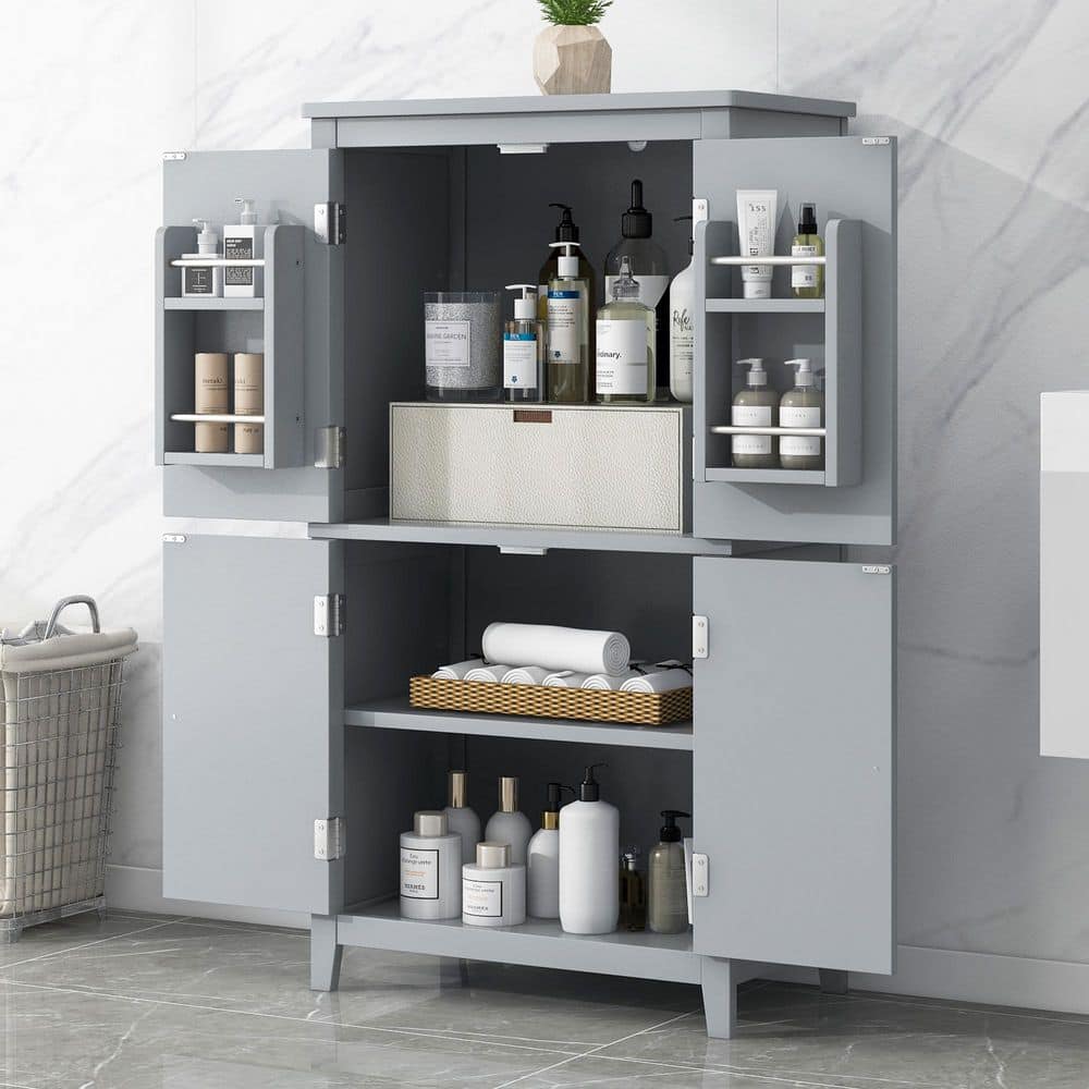 XUJMK 24 in. W x 12 in. D x 43 in. H Gray Linen Cabinet