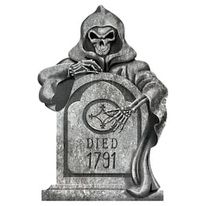 Cemetery Tombstone Grim Reaper Ghoulish Grave Marker Halloween Prop 