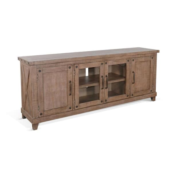 Benjara Anva Brown TV Stand Fits TV's up to 60 to 65 in. with Shelves and Doors