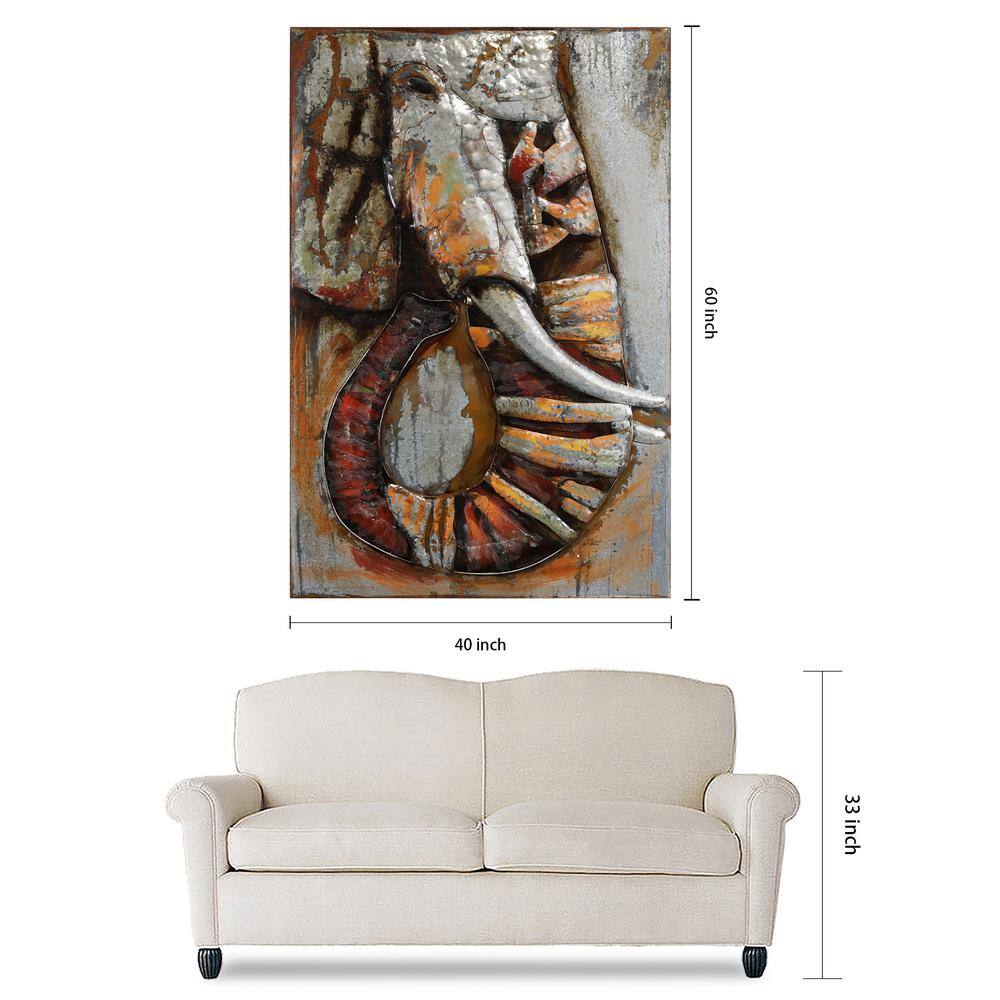Large Mixed Media Abstract Elephant Canvas Wall Art