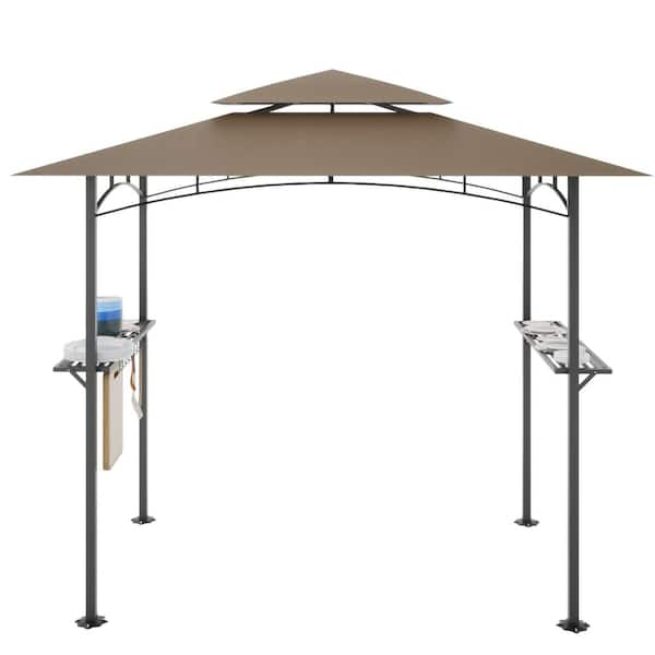 Movisa 8 ft. x 5 ft. Grill Gazebo Grill Canopy Double Tiered BBQ Gazebo ...