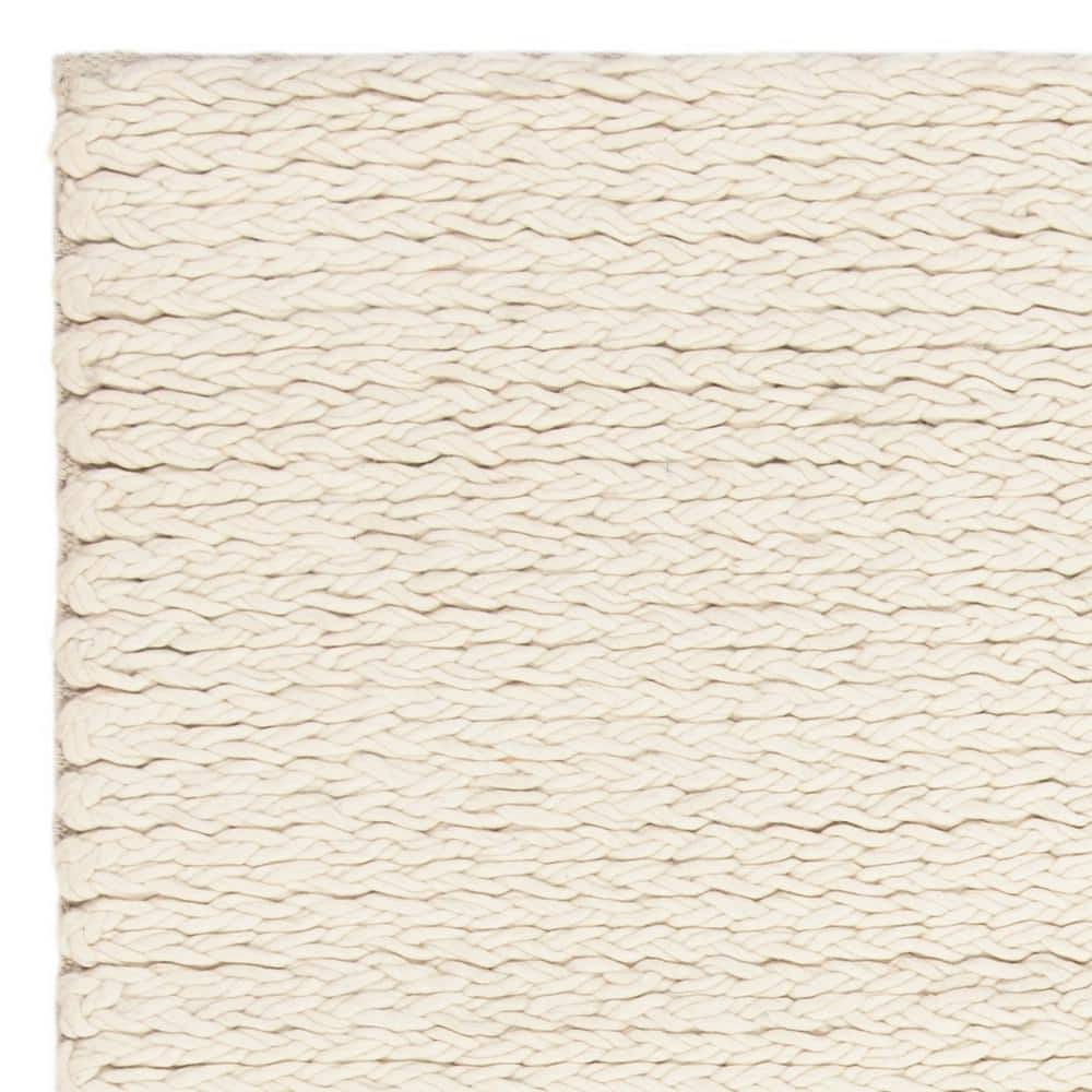 Handmade Ivory Braided Wool 6' Square Area Rug