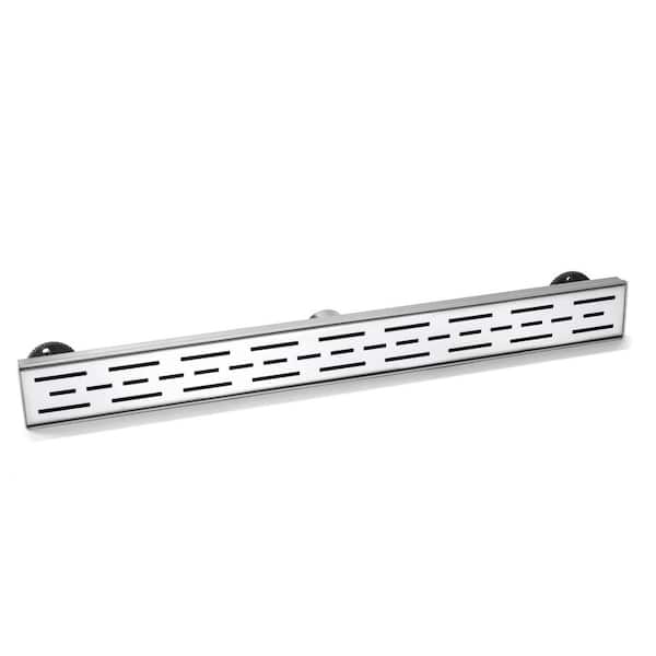 36 in. Stainless Steel Linear Shower Drain with Square Pattern Drain Cover in Brushed Nickel