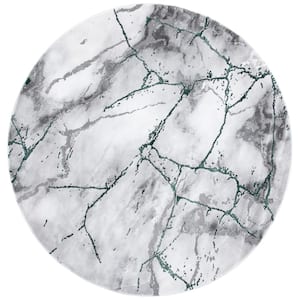 Craft Gray/Green 4 ft. x 4 ft. Round Distressed Abstract Area Rug