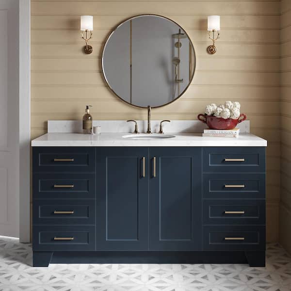 ARIEL Taylor 66.25 in. W x 22 in. D x 36 in. H Single Sink Freestanding Bath Vanity in Midnight Blue with Carrara Quartz Top