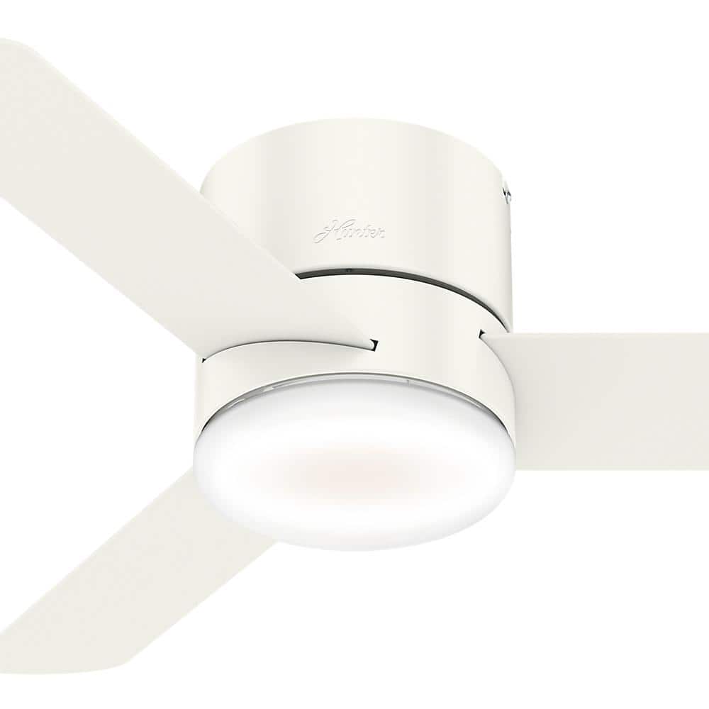 44" White Low Profile Ceiling Fan with LED Light and Remote