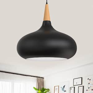12.20 in. 1-Light Matte Black Farmhouse Bowl Shaded Island Pendant for Dining Room Kitchen