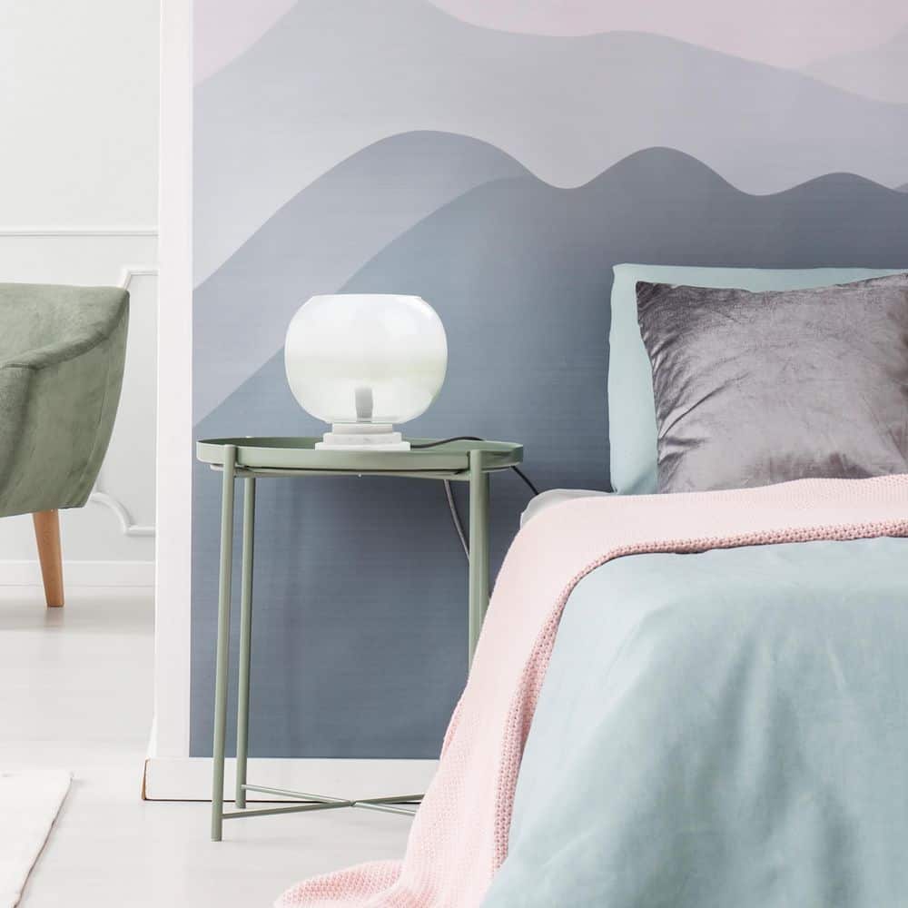 Samantha 13 in. White Stacked Base Table Lamp with Green/White Glass Globe Shade price history on PriceWatchPro