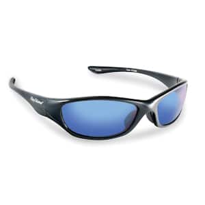 Cabo Polarized Sunglasses in Black Frame with Smoke in Blue Mirror Lens