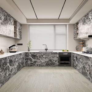 Marble Contact Paper Peel and Stick Wallpaper Waterproof Brown Self-Adhesive Wallpaper for Countertop 23.6 in. x 197 in.