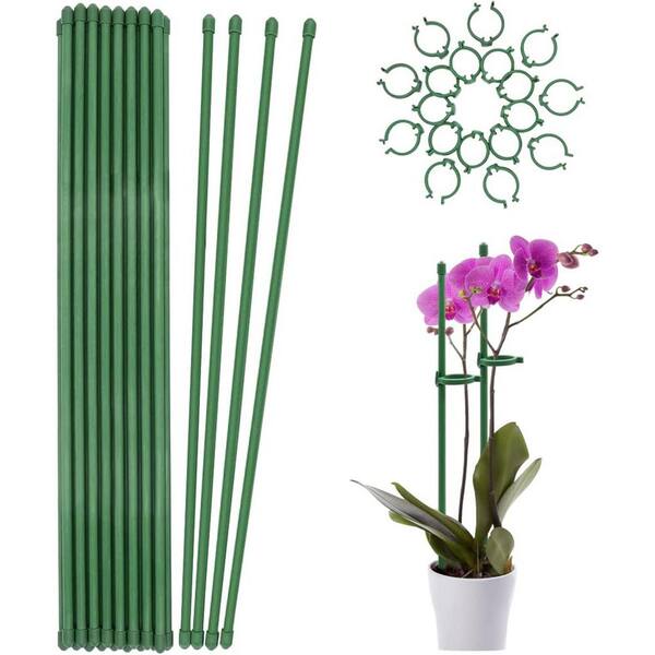 EVEAGE 18 Inches Plant Stakes, Green Plant Sticks Support, Fiberglass plasticGarden Plant