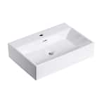 Altair 24 In. Rectangle White Ceramic Vessel Bathroom Vanity Sink With 