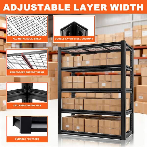 Siavonce 60 in. W x 72 in. H x 23.6 in. D 5-Tiers Heavy Duty Metal