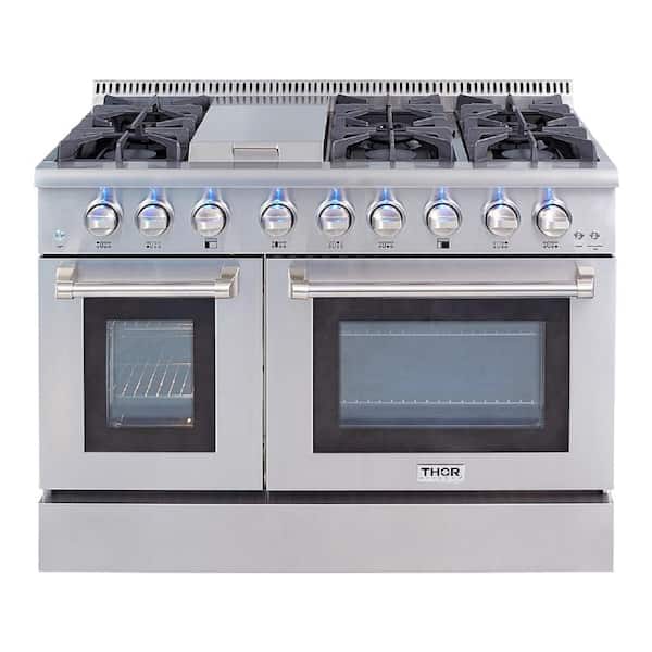 Thor Kitchen 48 in. 6.7 cu. ft. Professional Gas Range in Stainless Steel-HRG4808U - The Home Depot