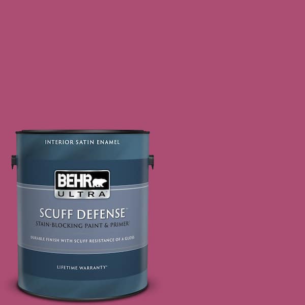 BEHR ULTRA 1 gal. #100B-7 Hot Pink Extra Durable Satin Enamel Interior Paint & Primer