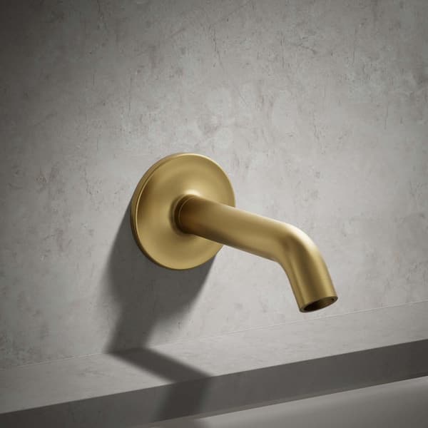 Purist Wall-Mount Bath Spout in Vibrant Brushed Moderne Brass