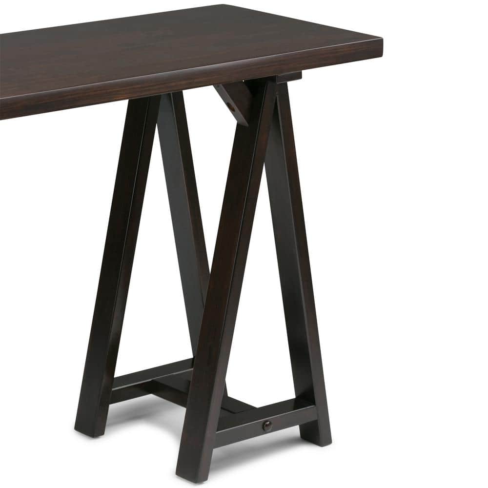 Sawhorse Dark Chestnut Brown Solid Wood Console Table with Storage