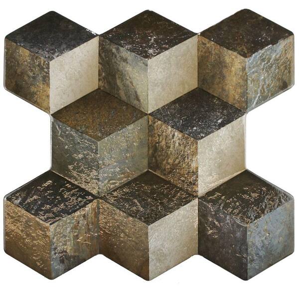 Merola Tile Cubic Ceniza 3D 15-1/4 in. x 16 in. Ceramic Floor and Wall Tile (15.6 sq. ft. / case)