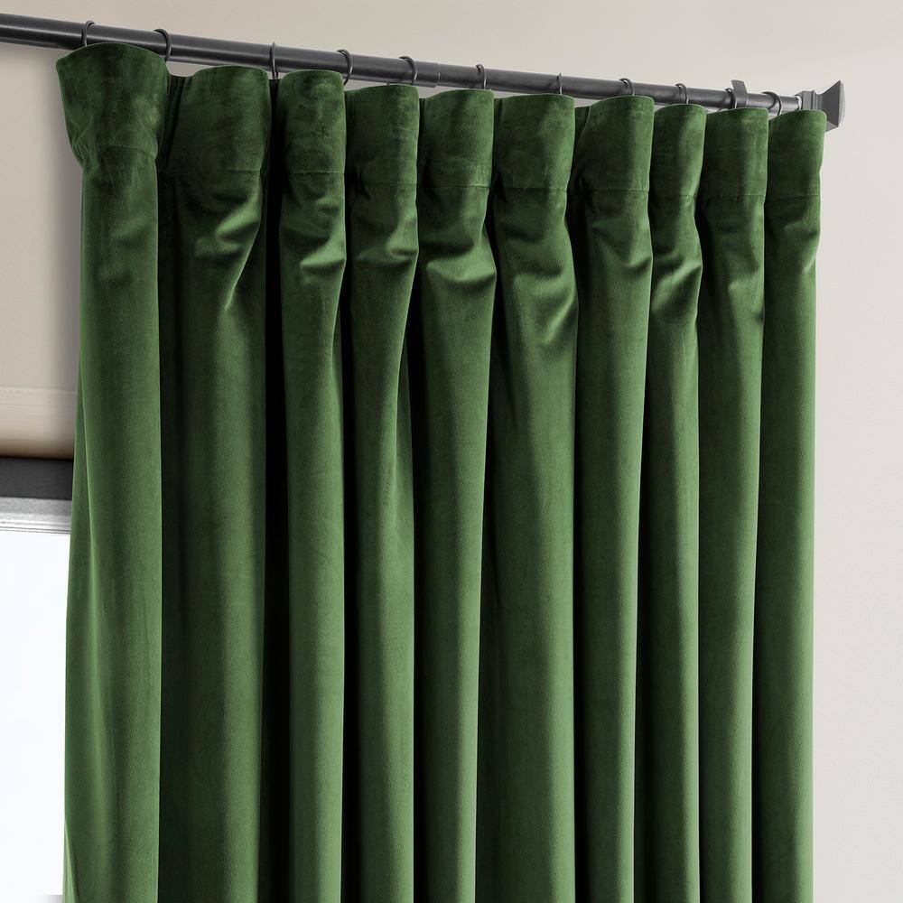 Eden Green 100W x 84L Plush Velvet Room Darkening Curtains