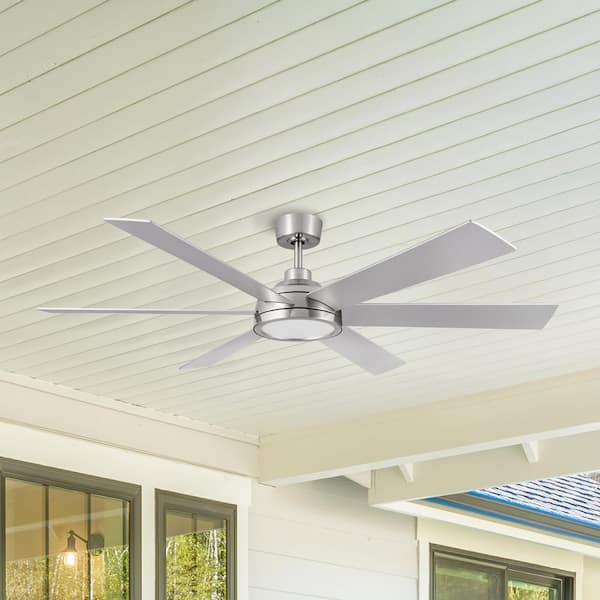 Tilden 60 in. Indoor/Covered Outdoor Brushed Nickel Ceiling Fan with Edge-Lit Adjustable White LED and Remote Included