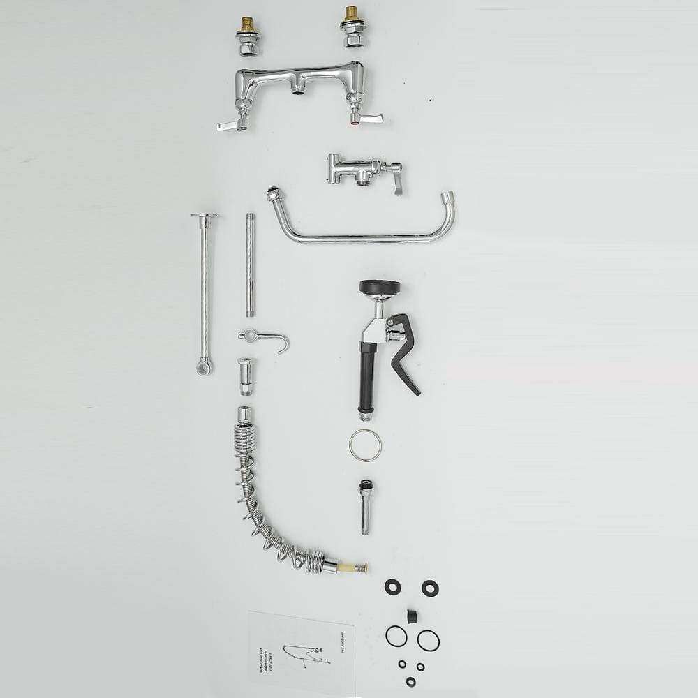 Polished Chrome High-Arc Commercial Kitchen Faucet with Pull-out Spray