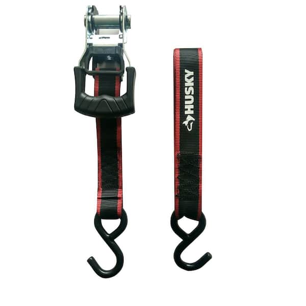Husky 16 ft. x 1.25 in. Ratchet Tie-Down Straps with S-Hook (2-Pack)  FH0935E - The Home Depot