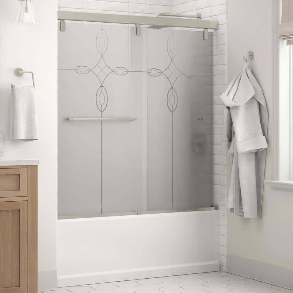 Delta Mod 60 in. x 59-1/4 in. Soft-Close Frameless Sliding Bathtub Door ...