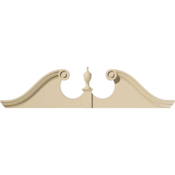 60 in. W x 15 in. H x 2-3/4 in. P Rams Head Signature Urethane Pediment (Urn Ships Unattached in Box), Primed Tan
