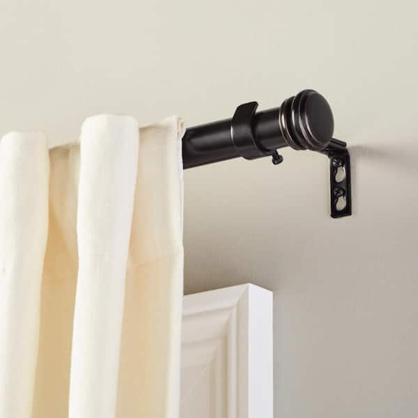 72 in. - 144 in. Telescoping 1 in. Single Curtain Rod in Matte Black