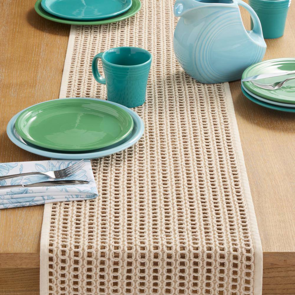 Natural Cotton Macrame Table Runner, 14"x72"