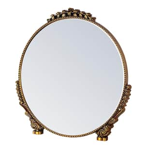 Vintage 30 in. W x 30 in. H Arched Antiqued Gold Decorative Wall Mirror Classic Accent Mirror