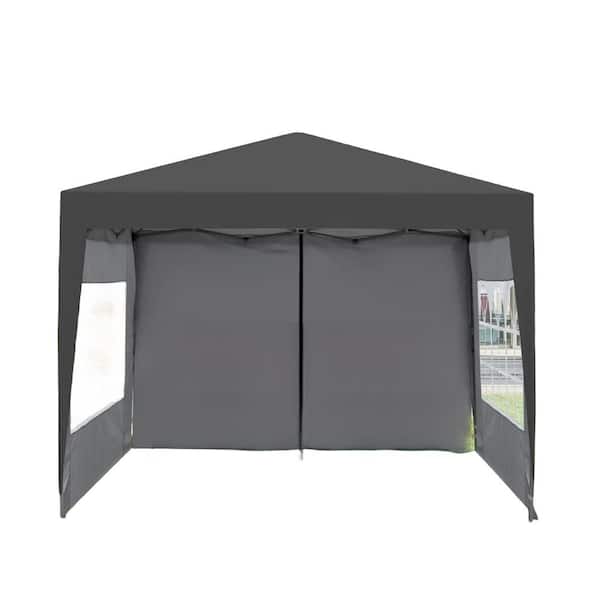 Otryad 10 ft. W x 10 ft. L Outdoor Pop Up Gazebo Canopy Tent Removable Sidewall with Zipper, 4pcs Sand Bag and Carry Bag-Black