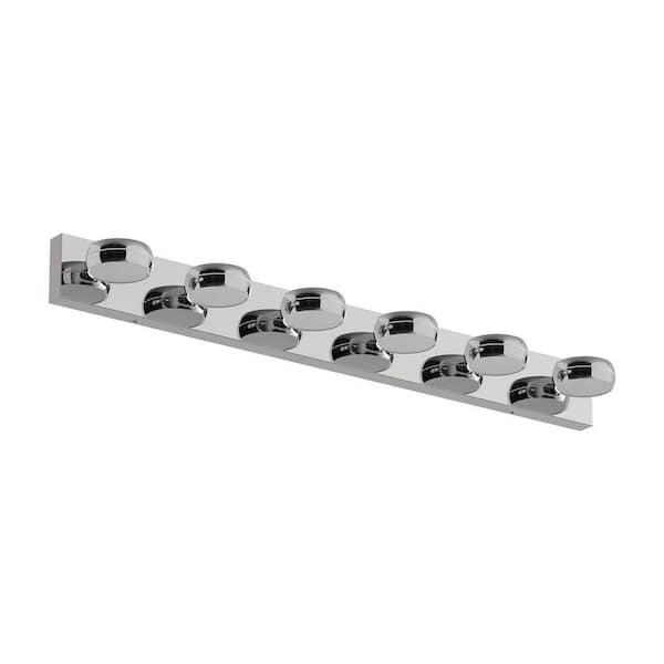 43 in. 6 Light Modern Silver Grain Finish LED Vanity Light Fixture Bathroom Over Mirror Wall Light Bath Light Bar