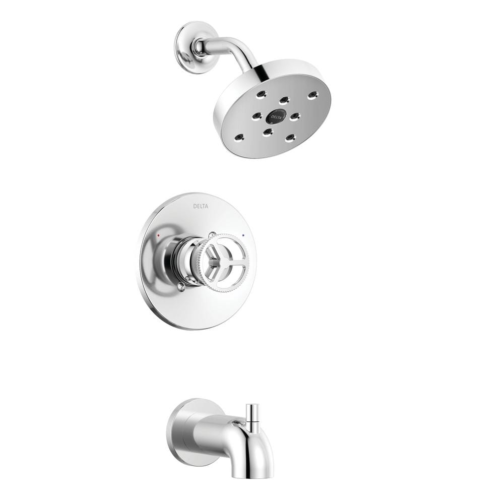 Delta Trinsic Wheel 1-Handle Wall Mount Tub and Shower Trim Kit in ...