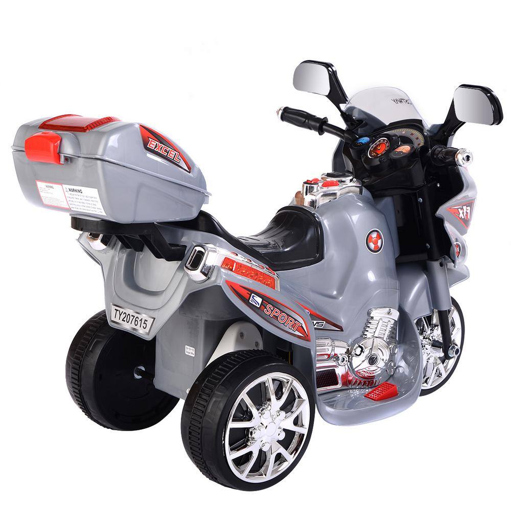 Gray 6-Volt Battery-Powered Ride-On Motorcycle