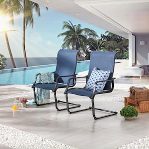 Metal Outdoor Dining Chair Blue (Set of 2)