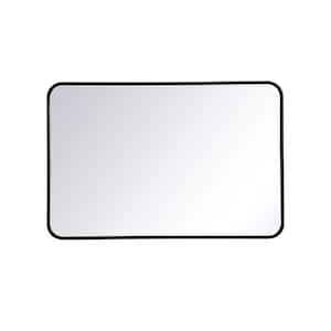 Timeless Home 36 in. H x 24 in. W Black Modern Soft Corner Rectangular Wall Mirror